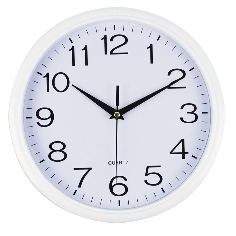 CLOCK ITALPLAST 30CM ROUND WHITE FRAME/WHITE FACE