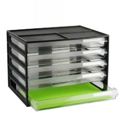 DOCUMENT CABINET ITALPLAST A4 5 DRAWER BLACK RECYCLED