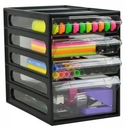 OFFICE ORGANISER ITALPLAST 4 DRAWER BLACK