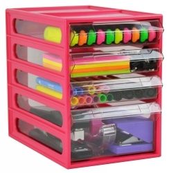 OFFICE ORGANISER ITALPLAST 4 DRAWER WATERMELON
