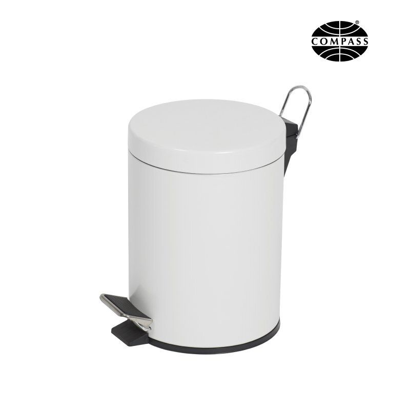 PEDAL BIN COMPASS 5L POWDER COATED WHITE