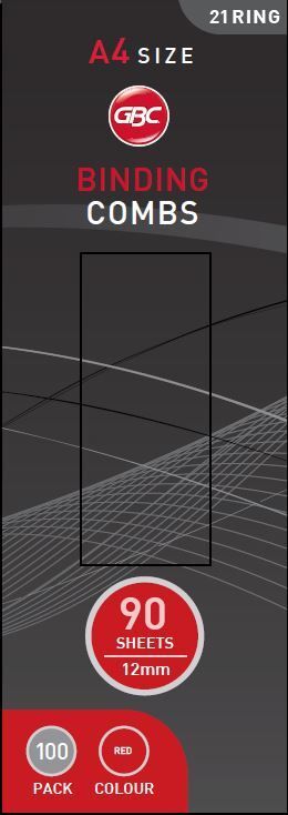 BINDING COMBS GBC 12MM BLACK PK25