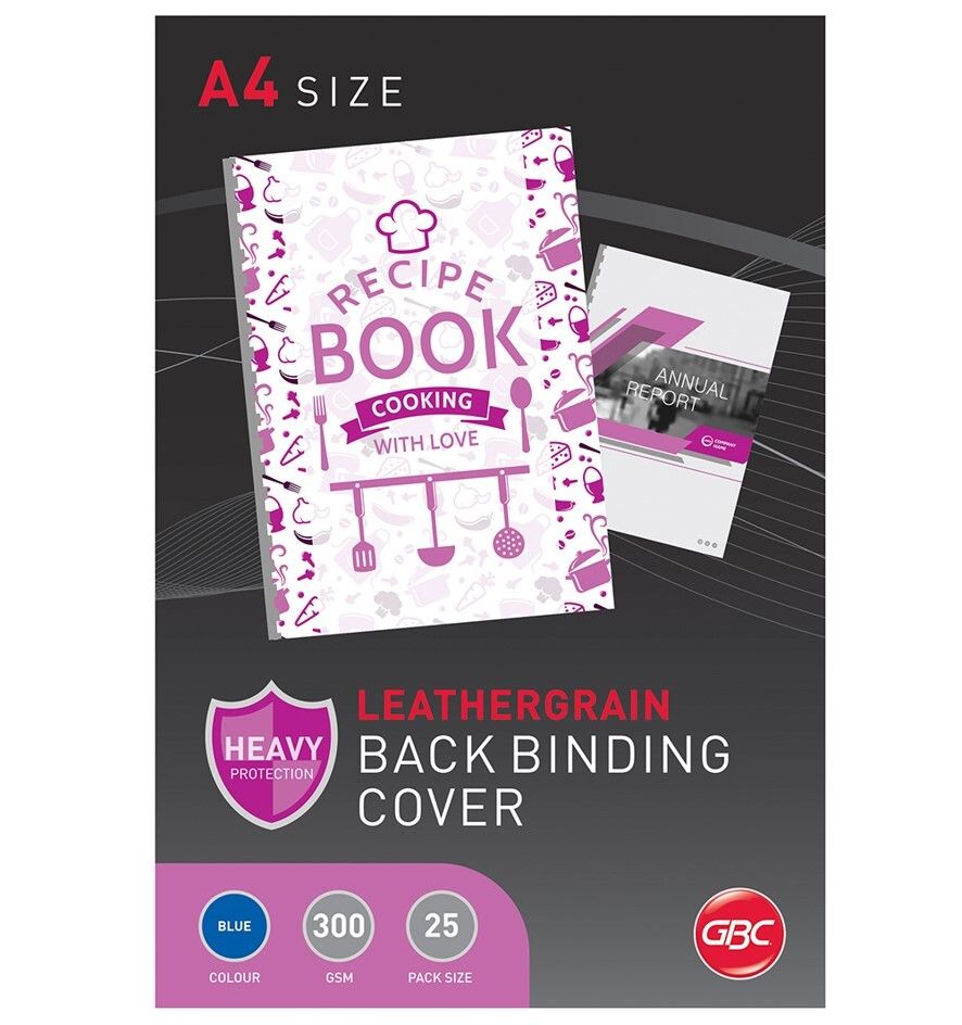 SP- LEATHERGRAIN COVERS GBC A4 BLUE PK25