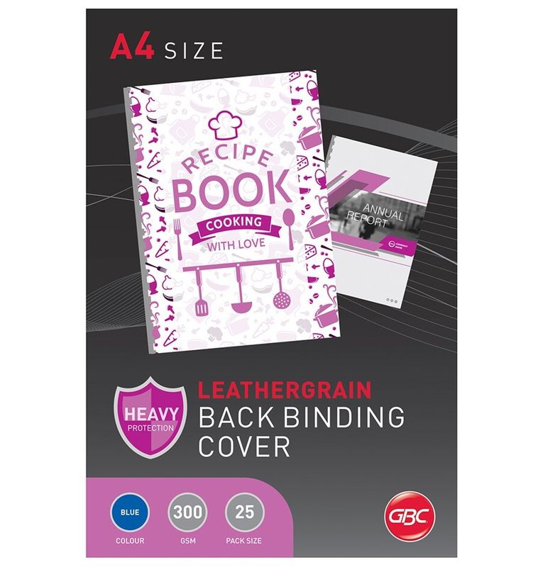 SP- LEATHERGRAIN COVERS GBC A4 BLUE PK25