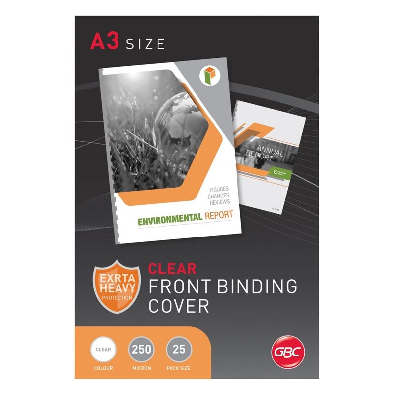 SP- BINDING COVER GBC IBICO A3 250 MICRON CLEAR PK25