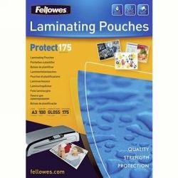 SP- LAMINATING POUCHES FELLOWES A3 175 MICRON GLOSS PK100