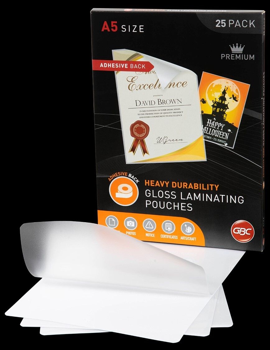 SP- LAMINATING POUCH GBC A5 125 MICRON ADHESIVE PK25 SP- LAMINATING POUCH GBC A5 125 MICRON ADHESIVE PK25
