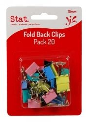 FOLDBACK CLIPS STAT 15MM ASST COLS PK20