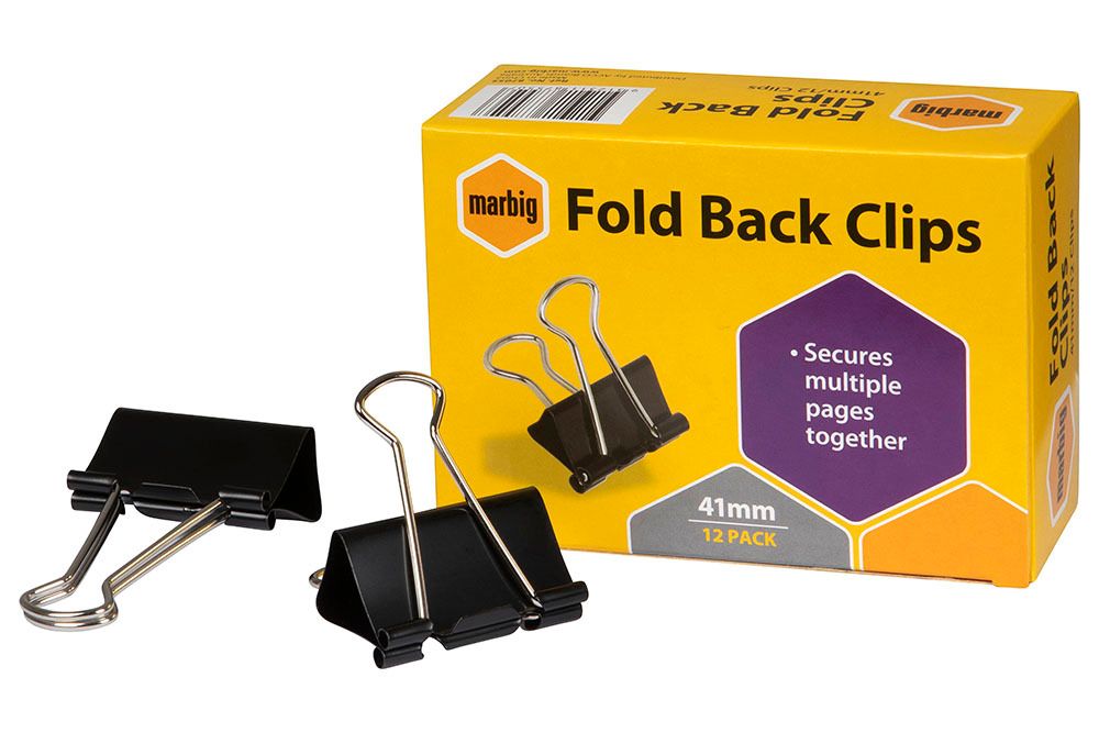 FOLDBACK CLIPS MARBIG 41MM BLACK BX12
