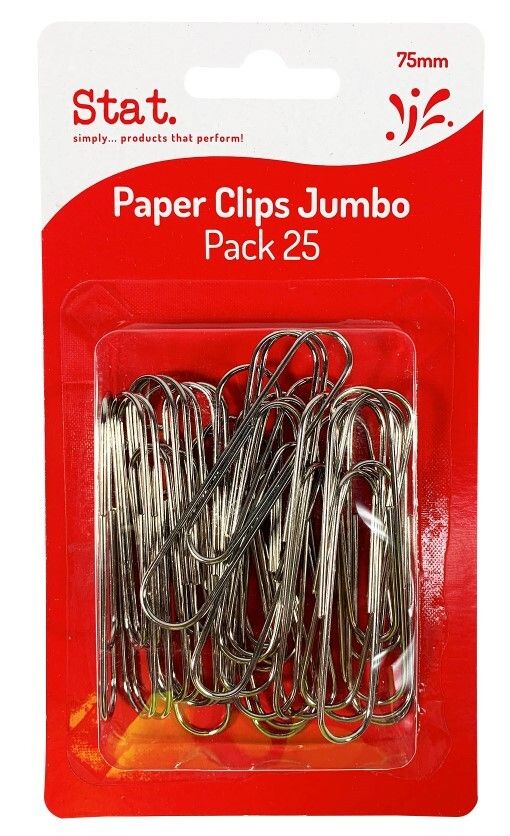PAPER CLIPS STAT 75MM JUMBO PK25