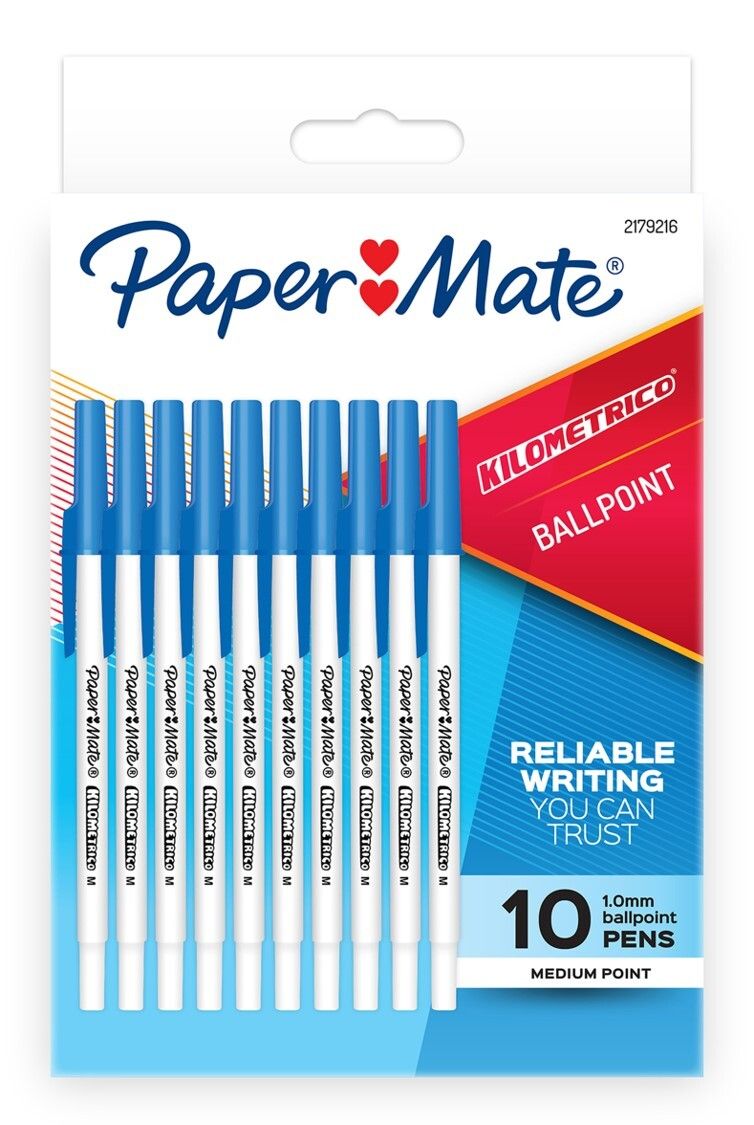 PEN PAPERMATE BP KILOMETRICO MED BLUE PK10