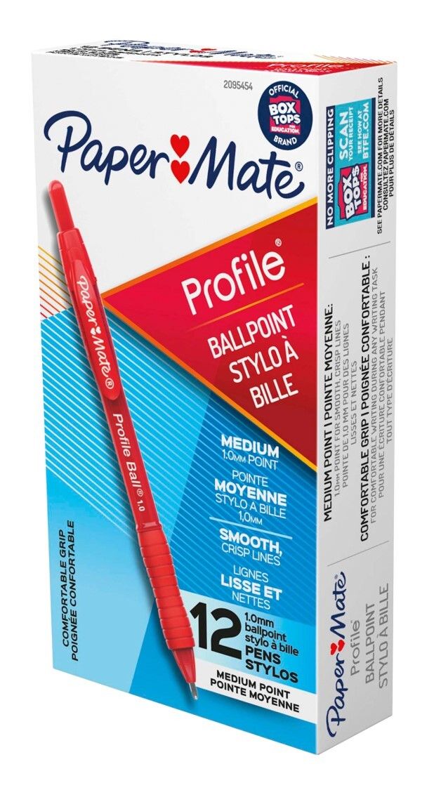 PEN PAPERMATE BP PROFILE RETRACTABLE MED 1.0MM RED BX12 PEN PAPERMATE BP PROFILE RETRACTABLE MED 1.0MM RED BX12