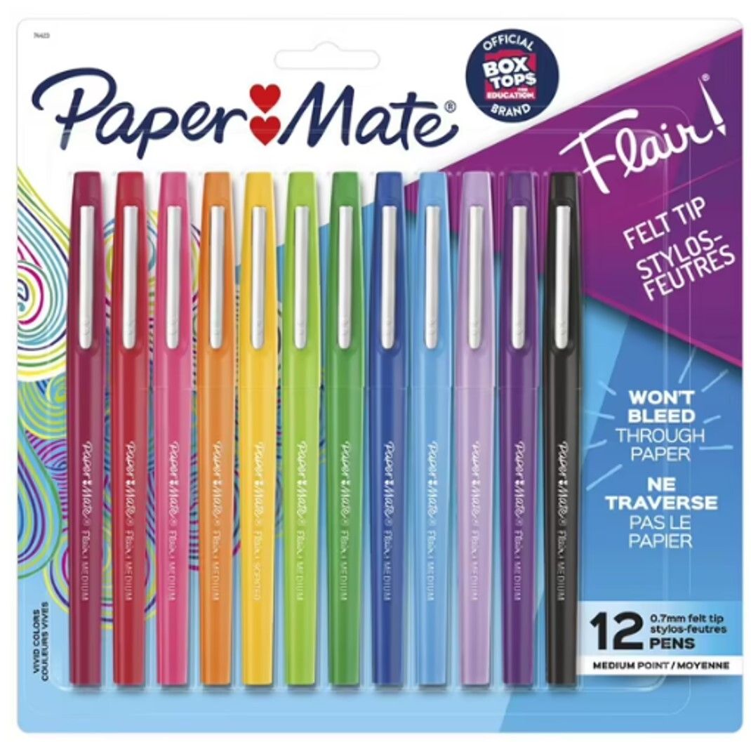 SP- PEN FINELINER PAPERMATE FLAIR MED CARDED FASHION PK12 SP- PEN FINELINER PAPERMATE FLAIR MED CARDED FASHION PK12