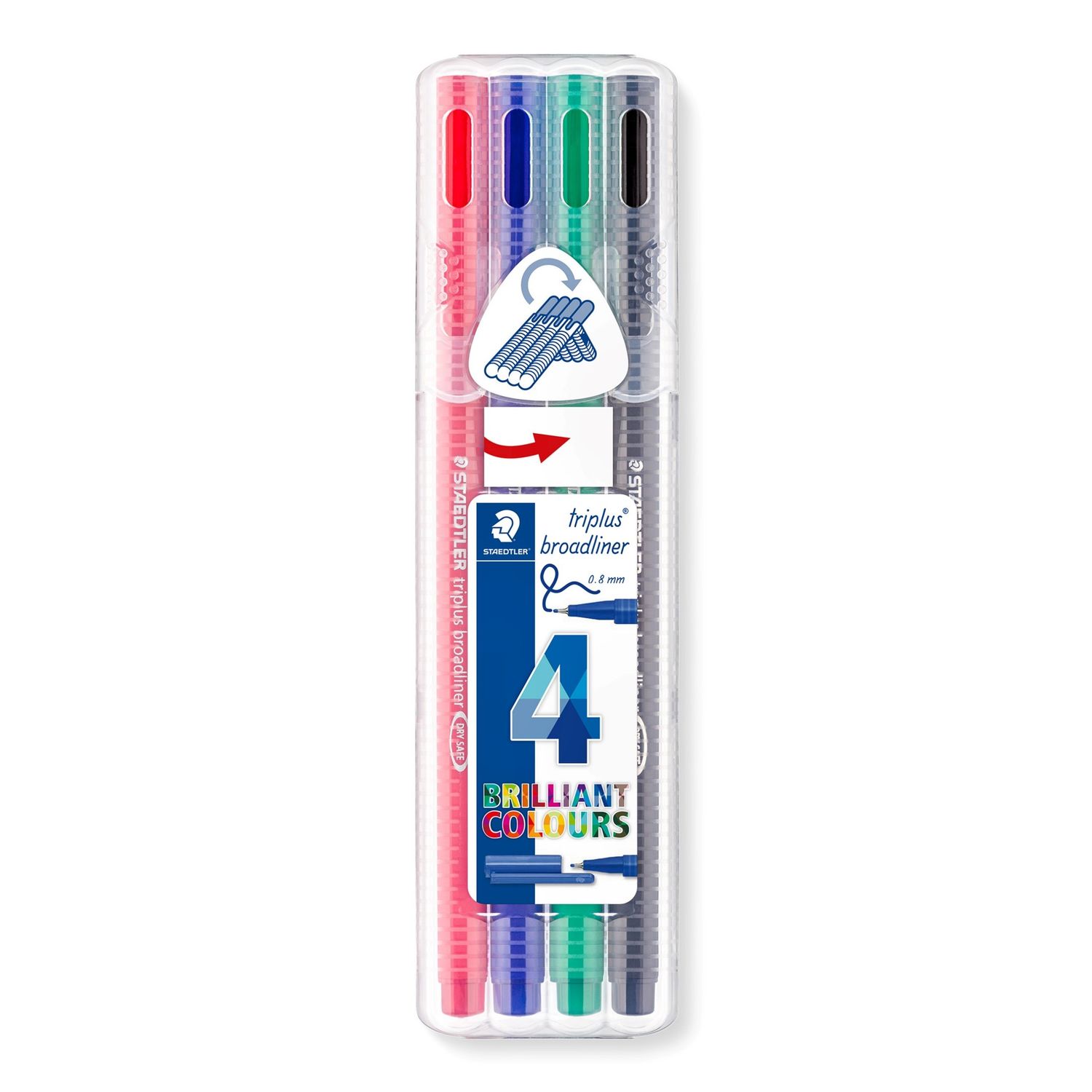 SP- PEN STAEDTLER 0.8MM TRIPLUS BROADLINER BRILLIANT COLOURS PK4