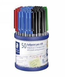 PEN STAEDTLER BP STICK 430 MED ASST CUP50