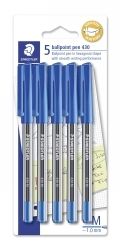 PEN STAEDTLER BP STICK 430 MED BLUE PK5