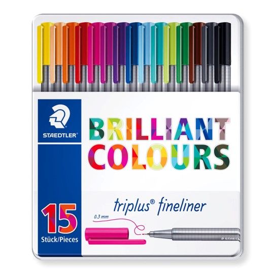 PEN STAEDTLER FT TRIPLUS FINELINER BRILLIANT COLOURS PK15