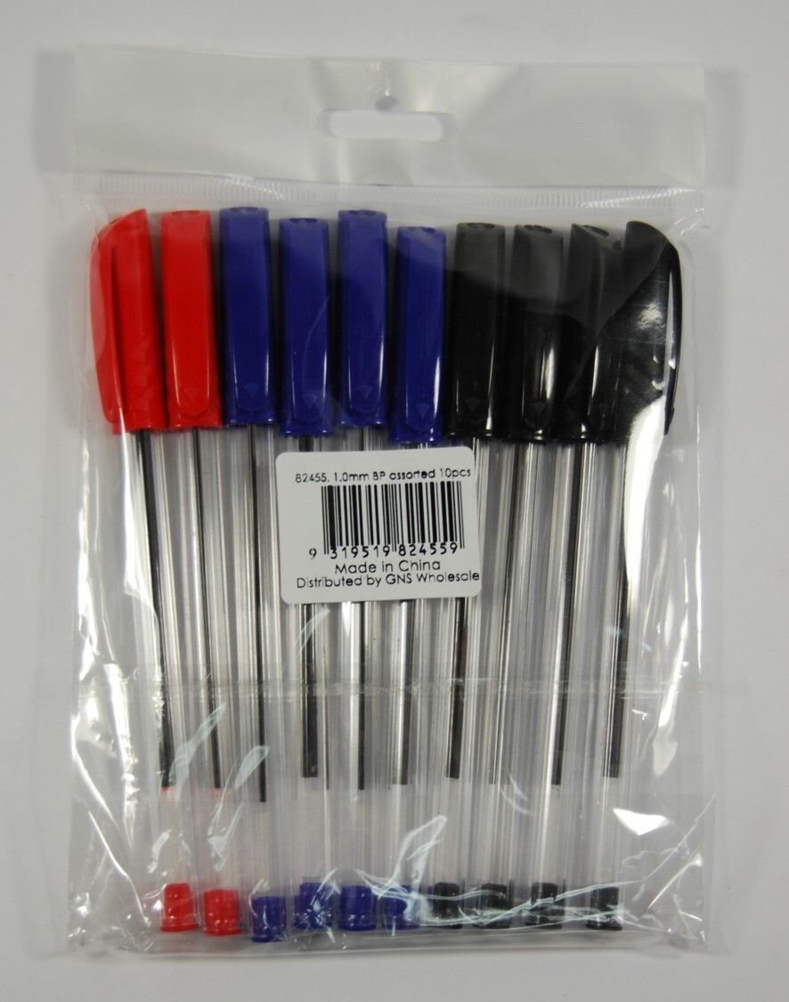 PEN GNS 1.0MM BALLPOINT H/SELL ASST 10PK