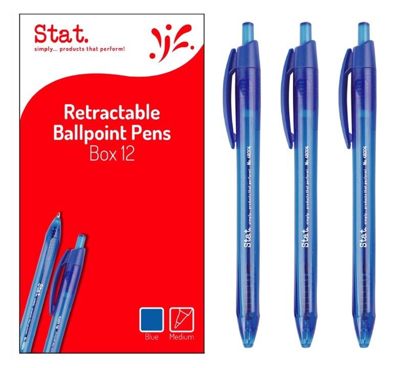 PEN STAT 1.0MM BP RETRACTABLE MEDIUM BLUE