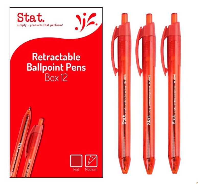 PEN STAT 1.0MM BP RETRACTABLE MEDIUM RED