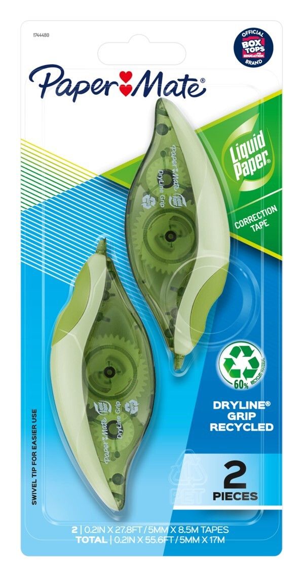 CORRECTION TAPE LIQUID PAPER RECYCLED DRYLINE GRIP WHITE CD2