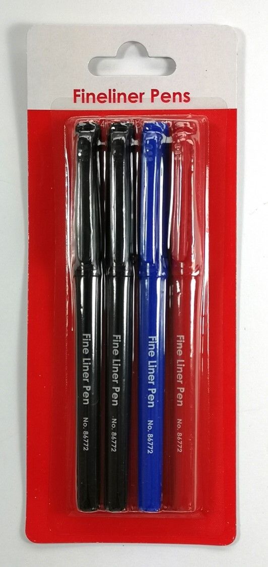 PEN GNS FINELINER 0.4MM H/SELL ASST PK4