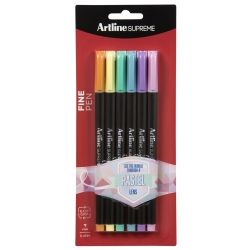 PEN ARTLINE SUPREME 0.4MM FINELINE PASTEL ASST PK6 PEN ARTLINE SUPREME 0.4MM FINELINE PASTEL ASST PK6