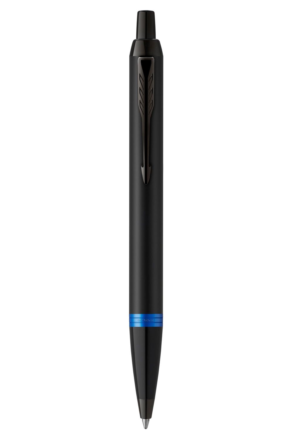 PEN PARKER IM V/RING SATIN BLK LACQUER WITH MARINE BLU ACCENTS BP PEN PARKER IM V/RING SATIN BLK LACQUER WITH MARINE BLU ACCENTS BP
