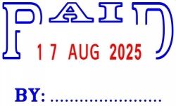 STAMP DESKMATE SELF INKING PAID/DATE BLUE/RED
