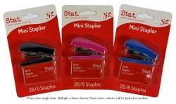 STAPLER STAT MINI 26/6 W/STAPLES ASST COLOURS