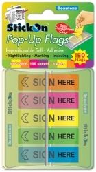 STICK ON FLAGS B/TONE POP-UP SIGN HERE 45X12 5 ASST PADS 150SHT STICK ON FLAGS B/TONE POP-UP SIGN HERE 45X12 5 ASST PADS 150SHT