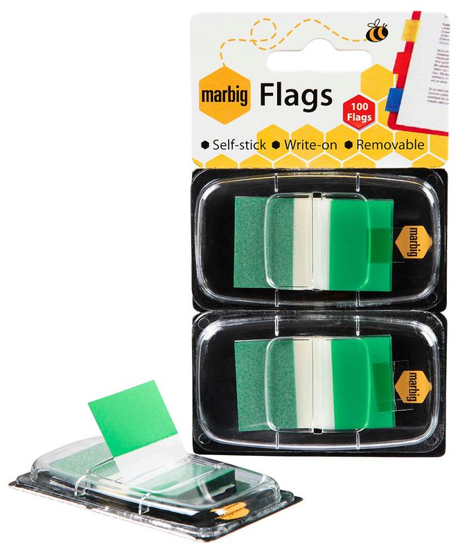 SP- FLAGS MARBIG 25 X 44MM POP-UP 2 X 50 TRANSPARENT GREEN