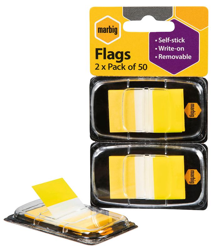 SP- FLAGS MARBIG 25 X 44MM POP-UP 2 X 50 TRANSPARENT YELLOW
