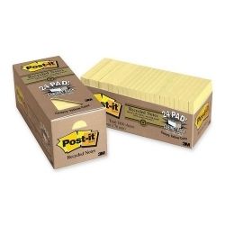 POST- IT NOTES 654R-24CP-CY 76X76 100% RECY YELLOW BX24 POST- IT NOTES 654R-24CP-CY 76X76 100% RECY YELLOW BX24