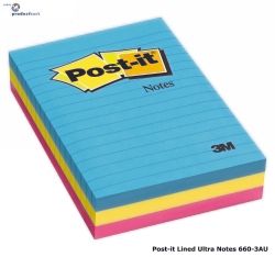 NOTES POST-IT 660-3AU 98MMX149MM ULTRA LINED ASST PK3 NOTES POST-IT 660-3AU 98MMX149MM ULTRA LINED ASST PK3