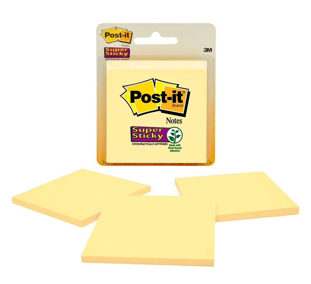 NOTES POST- IT SUPER STICKY 3321-SSCY 76X76 CANARY YELLOW PK3 NOTES POST- IT SUPER STICKY 3321-SSCY 76X76 CANARY YELLOW PK3