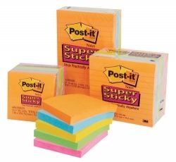 POST- IT NOTES SUPER STICKY 675-6SSAN 98X98 LINED ASST NEON PK6 POST- IT NOTES SUPER STICKY 675-6SSAN 98X98 LINED ASST NEON PK6