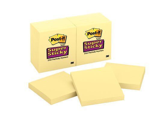 NOTES POST-IT 654-12SSCY YELLOW (SUPER STICKY) 76X76 NOTES POST-IT 654-12SSCY YELLOW (SUPER STICKY) 76X76