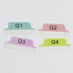 TABS 63.5X25.4MM MARGIN QUARTERS Q1-Q4 PASTEL BLUE/PINK/PURPLE/GREEN PK24 TABS 63.5X25.4MM MARGIN QUARTERS Q1-Q4 PASTEL BLUE/PINK/PURPLE/GREEN PK24