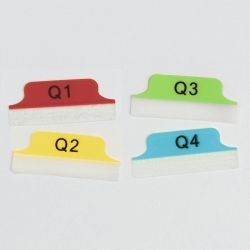 TABS 63.5X25.4MM MARGIN QUARTERS Q1-Q4 PRIMARY RED/YELLOW/GREEN/BLUE PK24 TABS 63.5X25.4MM MARGIN QUARTERS Q1-Q4 PRIMARY RED/YELLOW/GREEN/BLUE PK24
