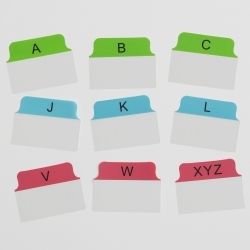 TABS 50.8X38MM MULTI-USE ALPHABET A-Z PRIMARY GREEN/BLUE/RED PK48