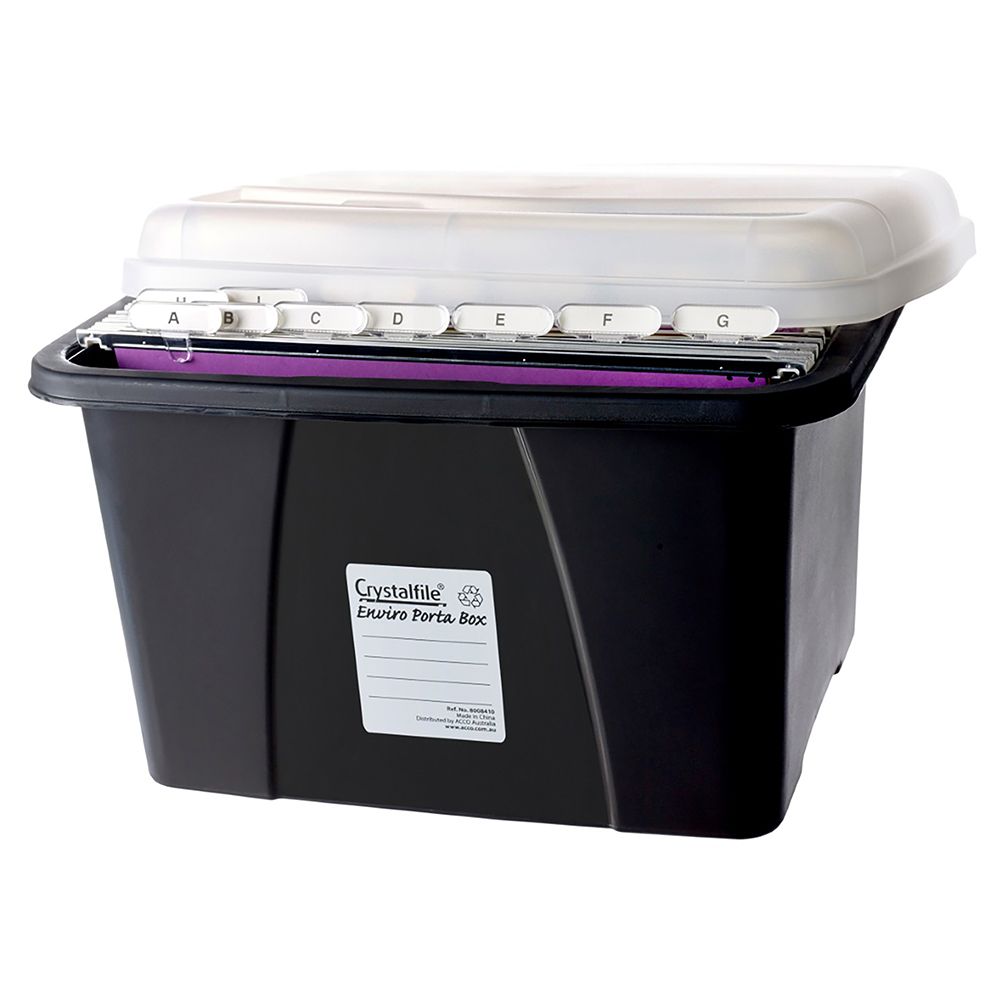 SP- PORTA BOX CRYSTALFILE ENVIRO WITH FILES 32L CLEAR LID/BLACK BASE SP- PORTA BOX CRYSTALFILE ENVIRO WITH FILES 32L CLEAR LID/BLACK BASE