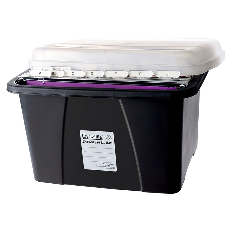 SP- PORTA BOX CRYSTALFILE ENVIRO WITH FILES 32L CLEAR LID/BLACK BASE