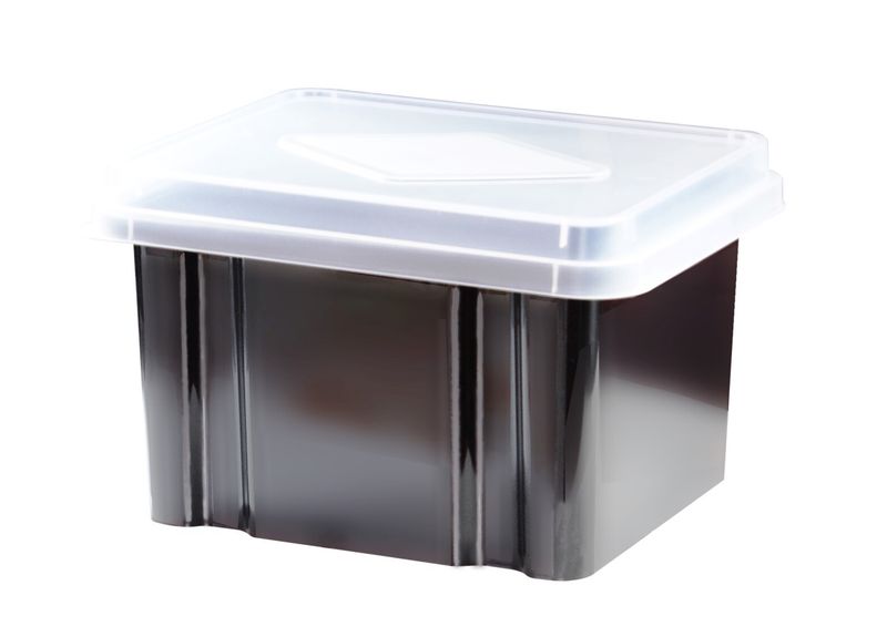 STORAGE BOX ITALPLAST GREENR 32L RECYCLED BLACK BASE/CLEAR LID