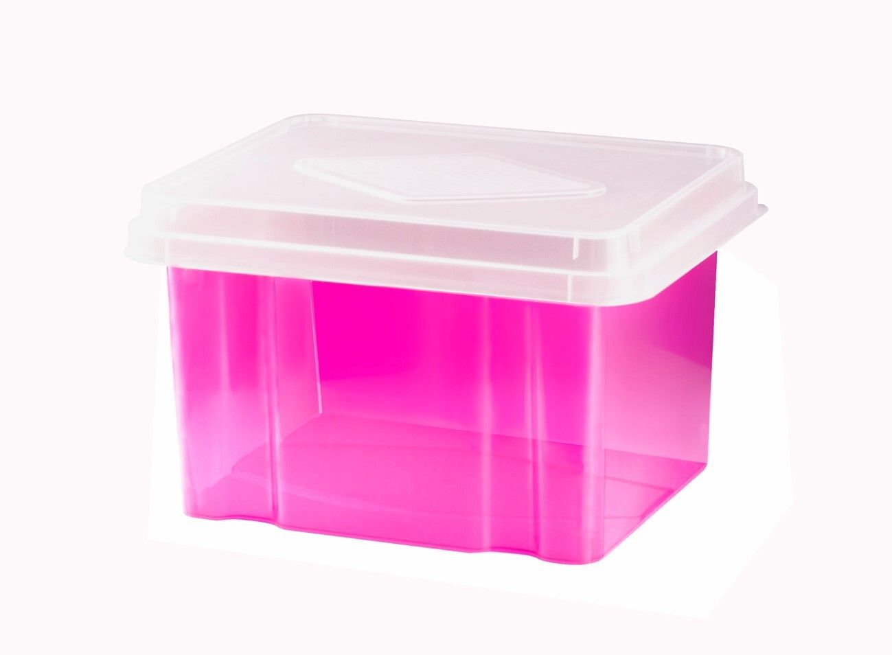 STORAGE BOX ITALPLAST 32L TINTED PINK BASE/CLEAR LID STORAGE BOX ITALPLAST 32L TINTED PINK BASE/CLEAR LID