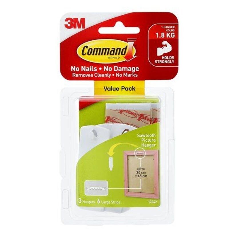 SP- HOOKS COMMAND SAWTOOTH HANGER 17042 WHITE SP- HOOKS COMMAND SAWTOOTH HANGER 17042 WHITE