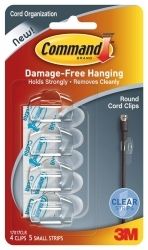 HOOKS COMMAND CORD/CABLE CLIPS SELF ADHESIVE 17017CLR PK4 HOOKS COMMAND CORD/CABLE CLIPS SELF ADHESIVE 17017CLR PK4