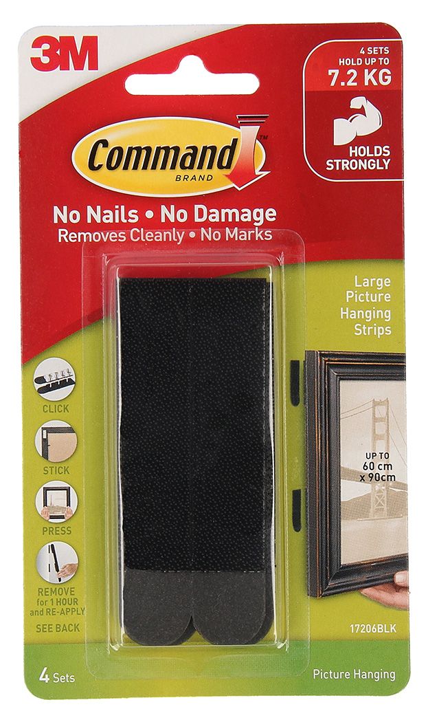 SP- COMMAND 17206BLK BLACK LARGE PICTURE HANGING STRIPS (4) SP- COMMAND 17206BLK BLACK LARGE PICTURE HANGING STRIPS (4)