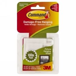PICTURE HANGING STRIP COMMAND 4 SML 8 MED ADHESIVE 17203