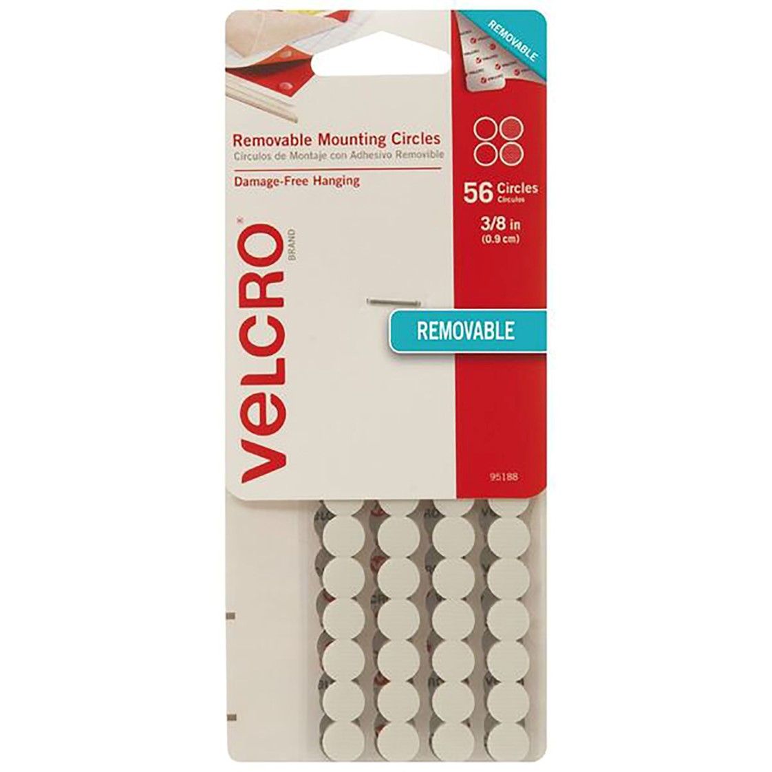 CIRCLES VELCRO 0.9CM REMOVABLE WHITE PK56